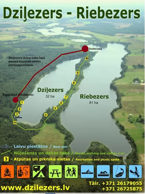 Turpmāk Dziļezera dabas taka būs pieejama līdz Svētvietai ezera tālākajā galā.
